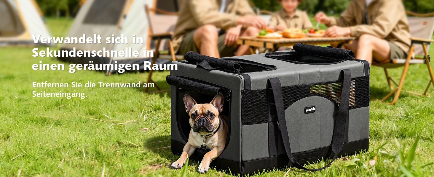 Транспортна переноска для котів Pecute – переноска-сумка для 2 котів, сіра, складана