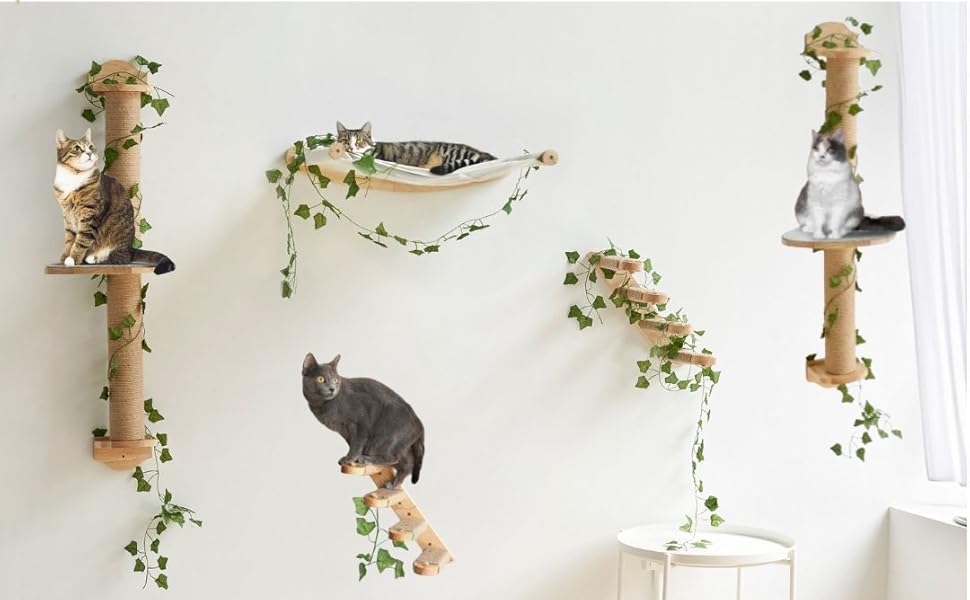 Кішка лежанка на стіну TREKAM - зручна кішка гамак на стіну для котів до 12 кг, елегантна та стійка, частина котячої стіни