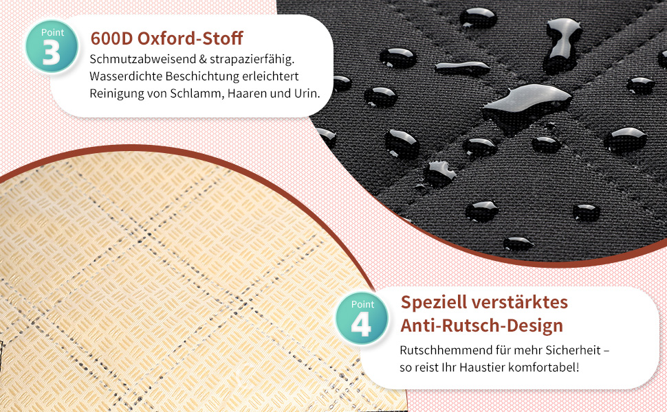 Автокрісло для собак KYG - Стабільне, водонепроникне, неслизьке та стійке до подряпин - для собак малого та середнього розміру - на переднє та заднє сидіння (Чорний) 6696