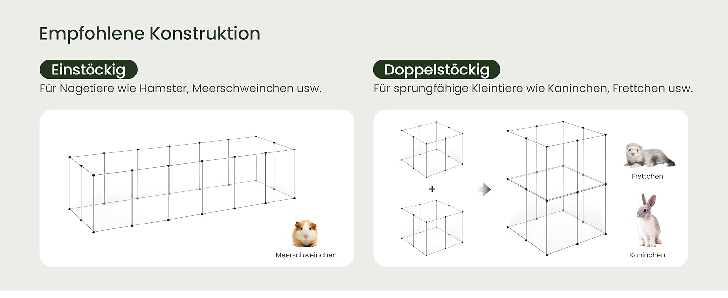Кігульник для кроликів та інших дрібних тварин EUGAD, 16 прозорих панелей, 50x72 см, розширюваний, для кроликів, морських свинок, хом'яків, їжаків, 302x102x72 см (16 шт.)