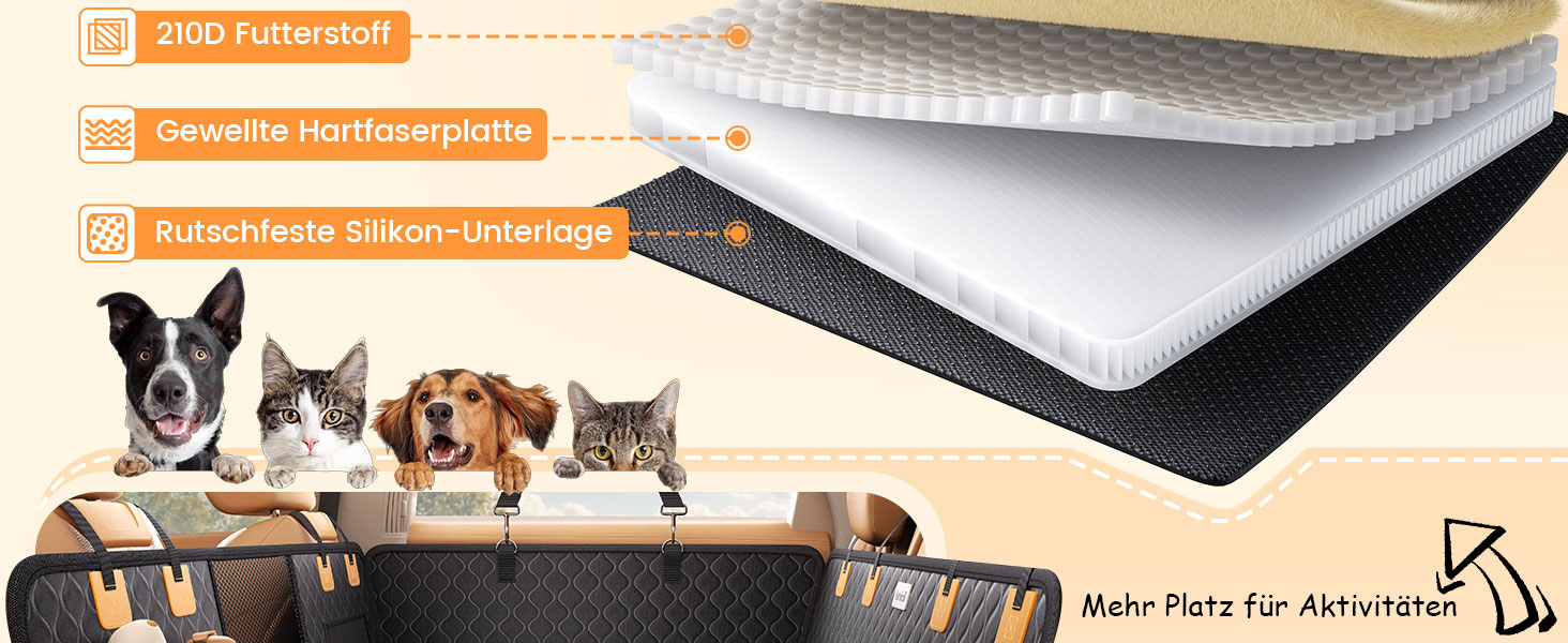 Захист для заднього сидіння авто Lamicall: міцна, вологостійка, для собак до 195 кг, захист від подряпин, підходить для авто та компактних SUV