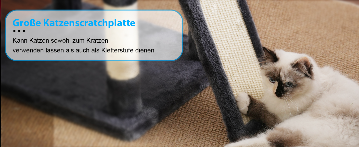 Котячий будиночок Hey-brother Kratzbaum: багатоповерховий, 145 см, сірий, з лежаком та гамаком