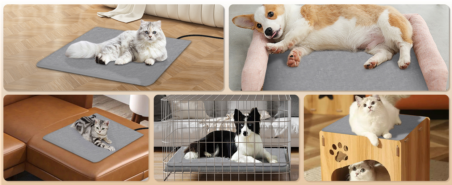 Електрична грілка для котів та собак 45x45 см, 9 рівнів нагріву, таймер 12 годин, з автовимкненням, фланелевий чохол, можна прати