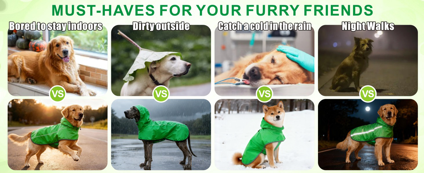 Дощовик для собак Mosucoirl: водонепроникний дощовик з регульованою капюшоном та отвором для повідка (Navyblau, L)