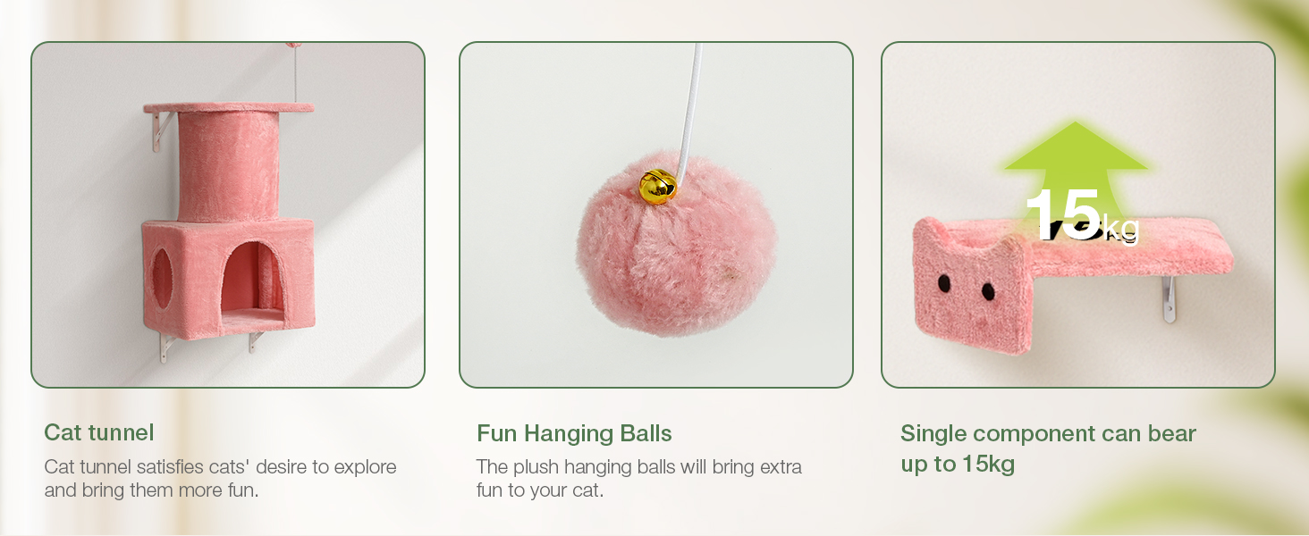 Комплекс для котів BYBYME з гамаком, ліжком та каналом, 6 предметів, рожевий