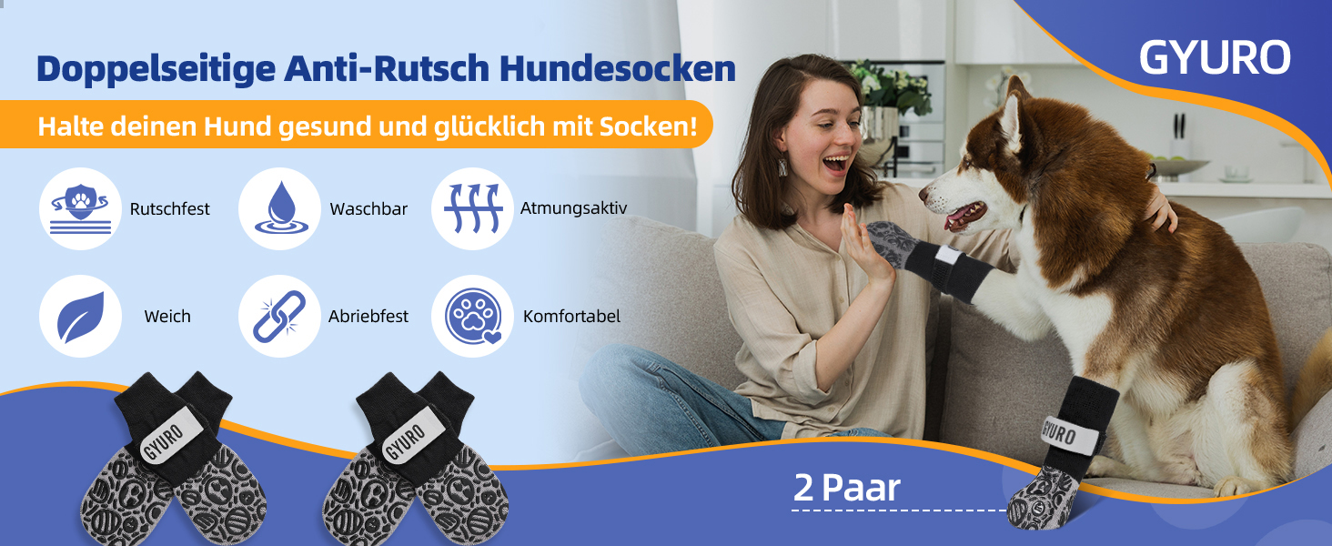 Чорні антиковзкі шкарпетки для собак (XXL) - захист лап від слизькості на твердих підлогах