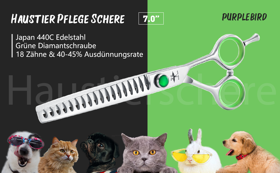 Набір професійних інструментів для грумінгу собак PURPLEBIRD: ножиці для грумінгу, 7 дюймів, з японської сталі 440C (набір з 4 шт.)