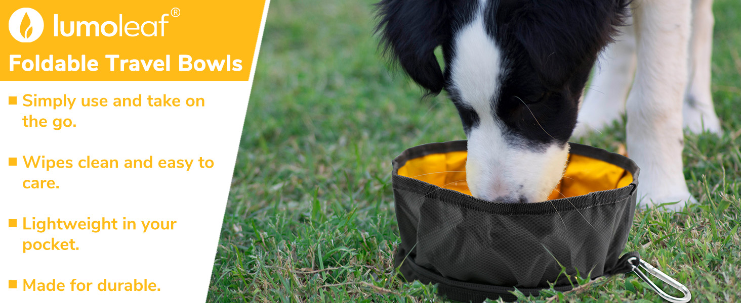 Набір мисок для собак LumoLeaf (2 шт.): дорожні, складані, 2L та 2.4L об'єм, для подорожей, легкі, для води та корму
