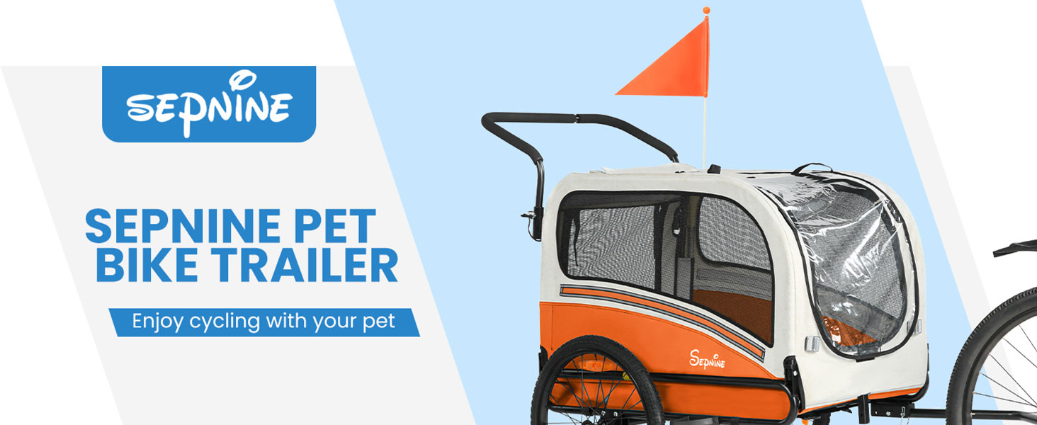 Причіп для собак SEPNINE® 2-в-1 для велосипеда та джоггінгу, до 30 кг, помаранчевий