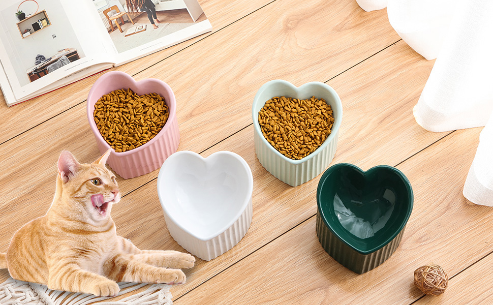 Підвищена годівниця для котів, керамічна - годівниця для котів з нахилом, анти-блювотний миска, 180 г, зелена