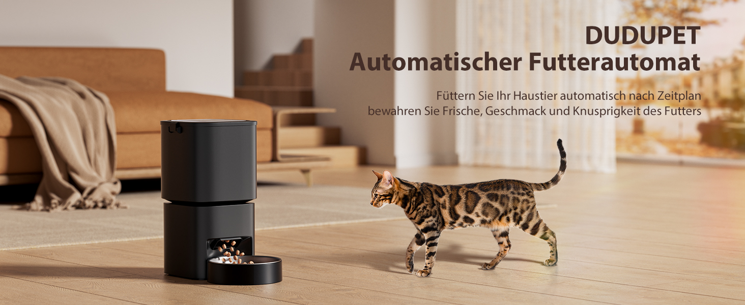 Автомат для годування котів та собак, 5л, чорний. Інтелектуальний диспенсер з програмуванням до 10 прийомів їжі на день