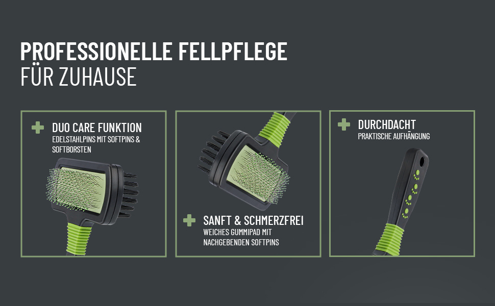 Щітка для собак та котів ReaVET, з функцією вичісування, для довгошерстих порід, велика (L), 2-в-1