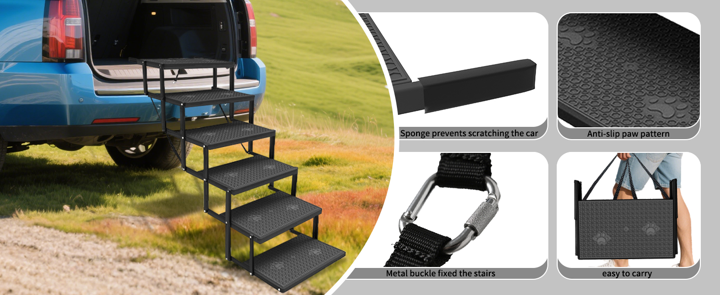 Рампа для собак у машину, складана, до 80 кг (6 сходинок)