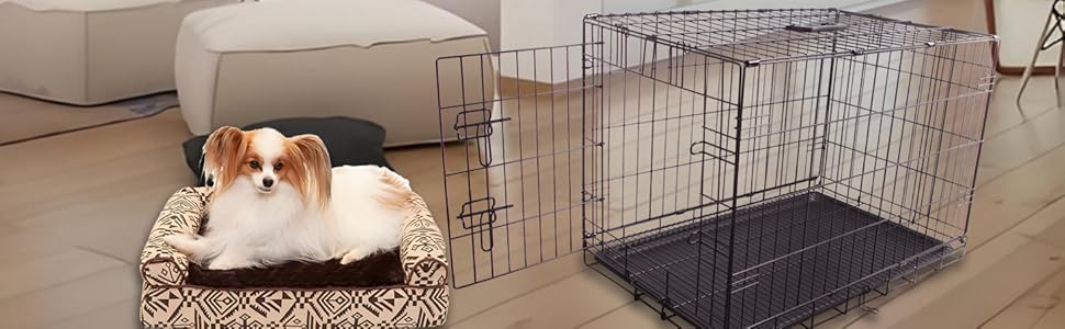 FOURPAW Robuste: складана переносна клітка для собак з металевого дроту, з піддоном, чорна, 76.2 x 48.3 x 53.3 см