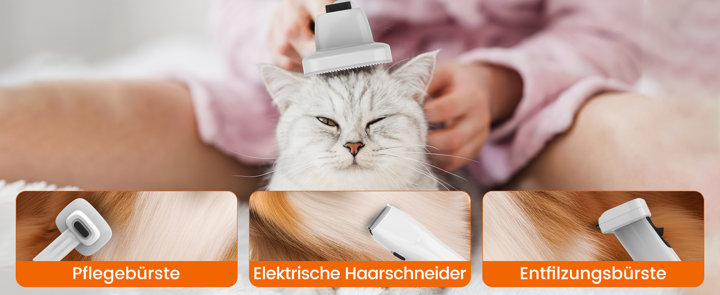 Машинка для стрижки собак AIRROBO з пилососом 12000 Pa, щітка для видалення шерсті, тиха машинка для собак з набором інструментів, контейнер для пилу 1.4L, PG10 Білий (Чорний)