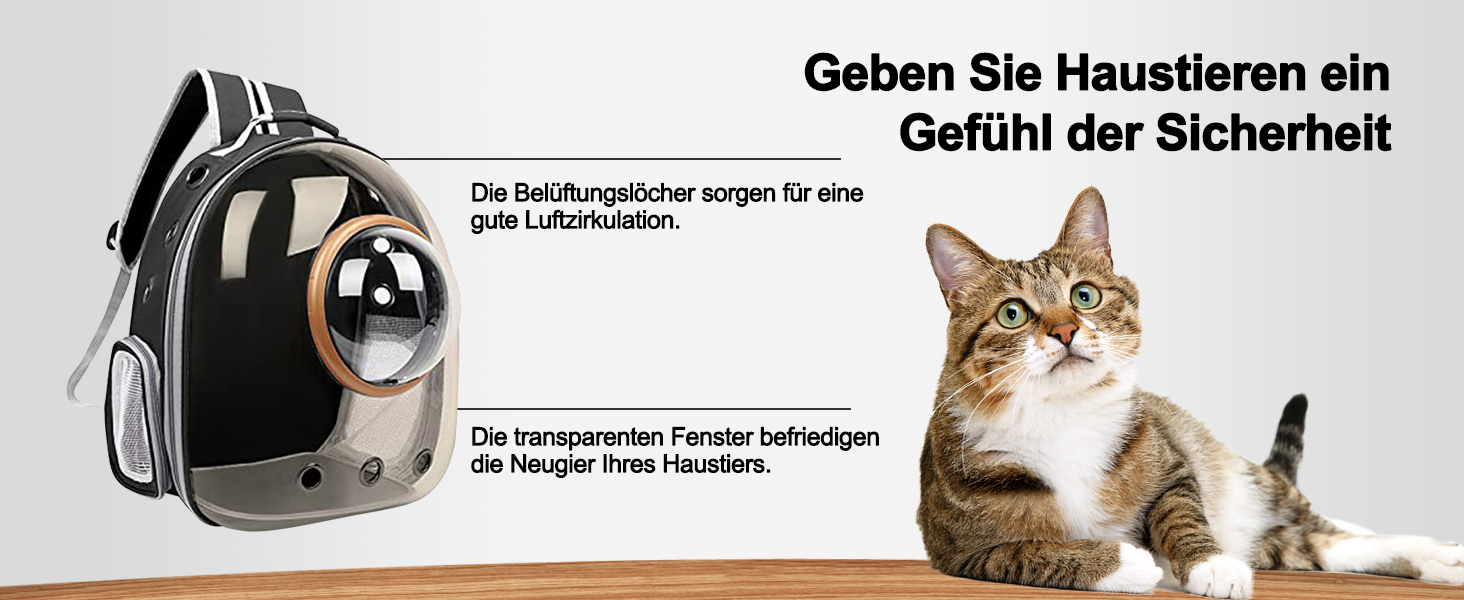 Рюкзак для кота/собаки Galatée, переноска для домашнього улюбленця, водонепроникний, прозорий, чорний, 35*45*28 см