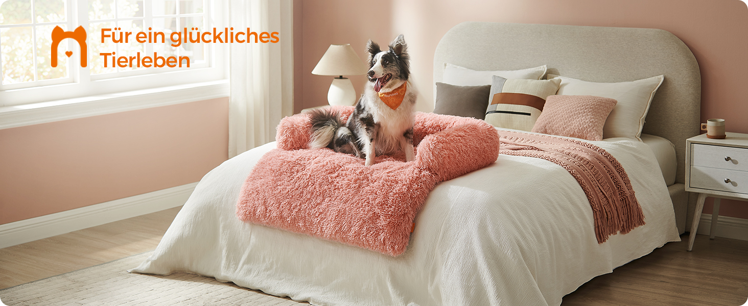 Ліжко для собак Feandrea FluffyHug, XL, 110x95x18 см, м'яка підстилка, захист дивану, рожевий колір