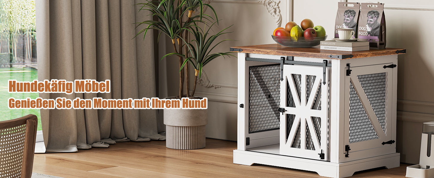 Клітка для собак, 73 см, дерев'яна будка для собак, клітка для собак для дому, посилене виконання, захист від укусів, розмір 73x51x60 см, білий колір