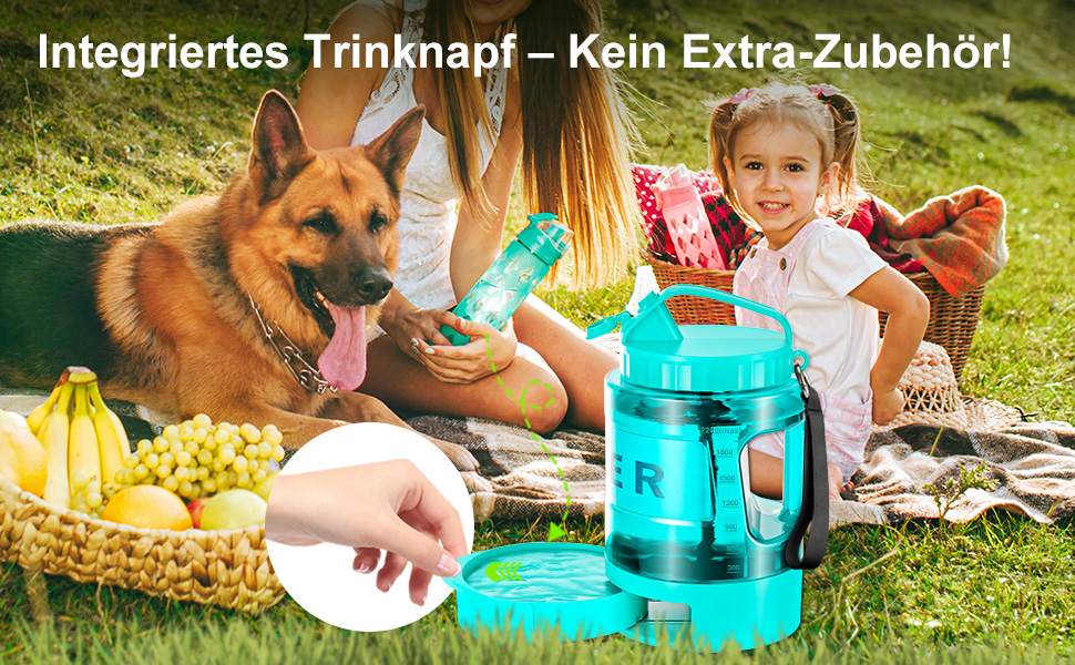 Турбопляшка для собак Lesotc 2200 мл: велика, портативна, для подорожей та кемпінгу (м'ятний)