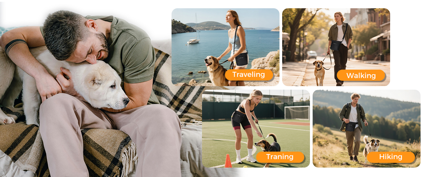 Чорна сумка для ласощів для собак великого об'єму з регульованим ремінцем та міцним магнітним закриттям