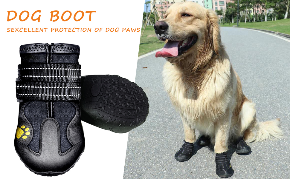 Водонепроникні чоботи для собак (4 шт.) з регульованими ремінцями та світловідбиваючими елементами, для собак малих та середніх порід