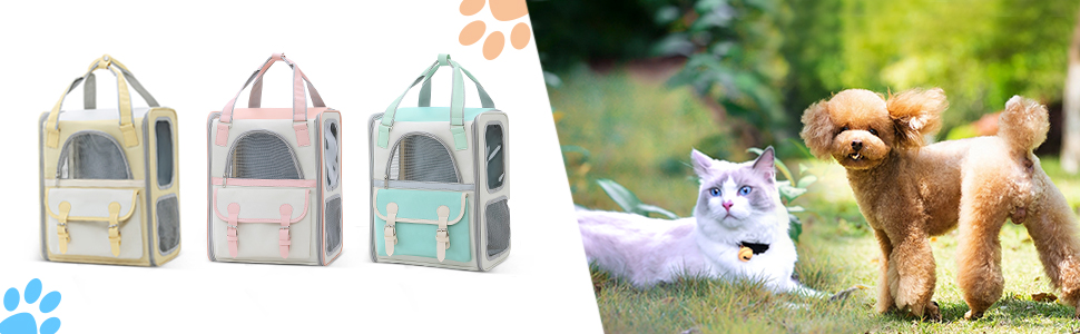 Рюкзак для тварин ALLSOPETS з сітчастим вікном: зручний та дихаючий для котів та собак, ідеальний для подорожей, прогулянок та хандерінгу. Рожевий колір.