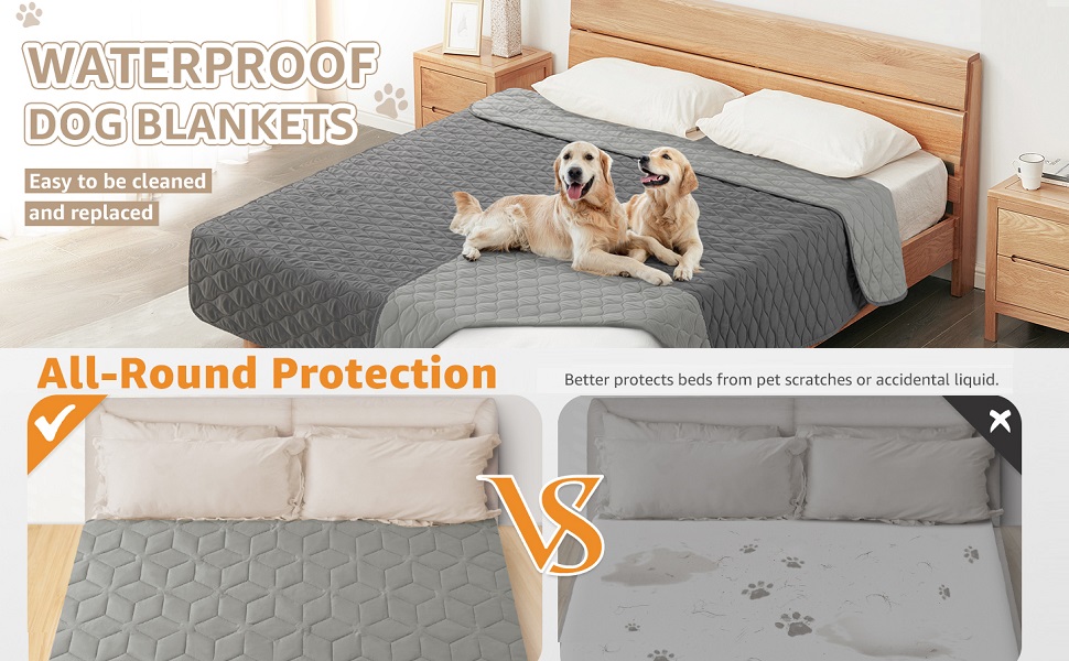 Водонепроникний килимок для собак Dokeno - двосторонній, м'який, для великих та маленьких собак/кішок, захист для дивану, ліжка та авто, придатний для прання (132 x 213 см)