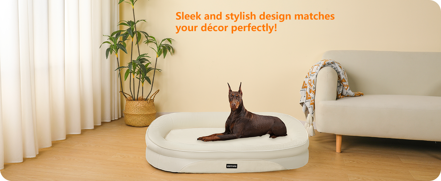 Ортопедичне ліжко для собак, ліжко-софа для собак, подушка з роликом для шиї з чотирьох сторін, неслизьке дно, кошик для собак, знімний та пральний, середні та великі породи собак, 106 x 79 x 17 см, оливковий колір