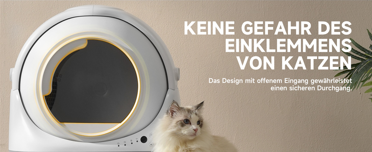 Автоматичний лоток для котів ELS PET з самоочищенням, захистом від розльоту, керуванням через додаток, без запаху, з килимком для котячого туалету та пакетами для сміття (для кількох котів) (Чорний та Сірий) (Білий Сірий)