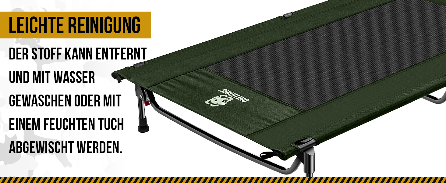 OneTigris лежанка для собак на відкритий простір, піднята лежанка 130x70 см, висота 21 см, швидке встановлення, стабільна, зручна та дихаюча. Лежанка для домашніх тварин для кемпінгу, котяче ліжко - (L, Зелений)