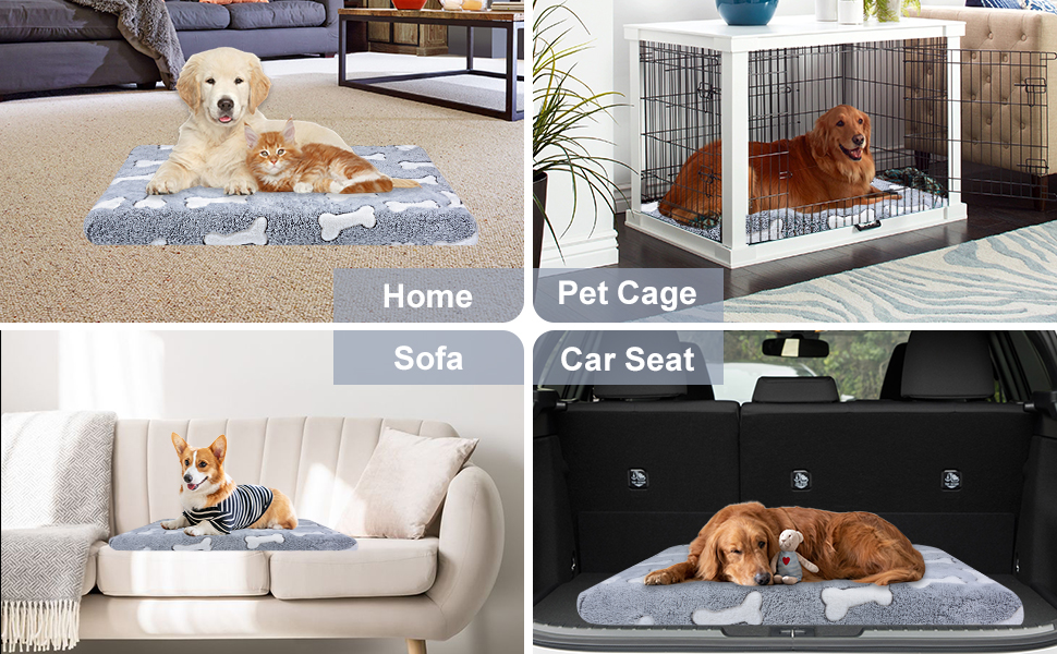 Килимок для собак Qoosea з Memory Foam, 50х40 см, сірий. Килимок для котів та собак середніх порід, миючий, з антиковзною основою