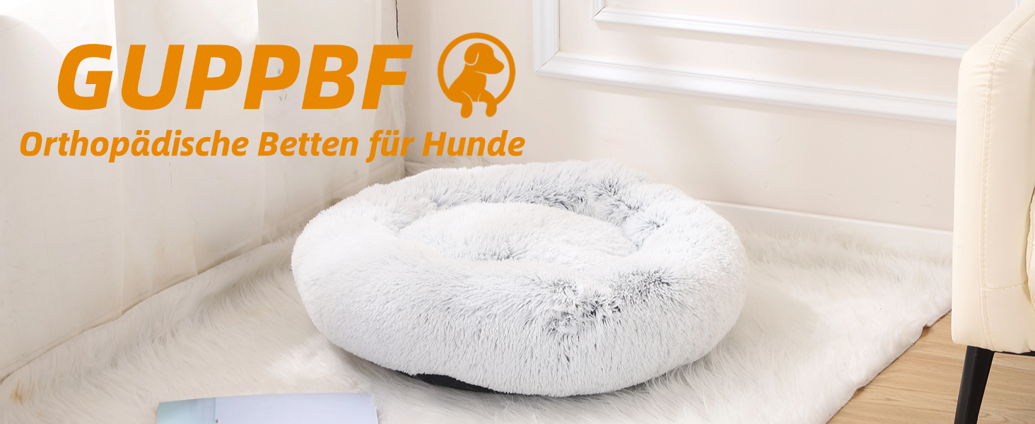 М'яке та пухнасте ліжко для собак, ліжко-пончик для котів, сіре ліжко-кошик для собак маленьких та середніх порід, 60x60x17 см, розмір M