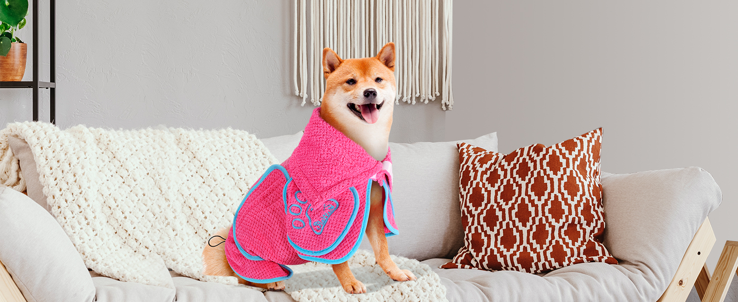 Рушник для собак SlowTon: суперпоглинаючий халат для висушування після купання, плавання, прогулянки. L, блакитний