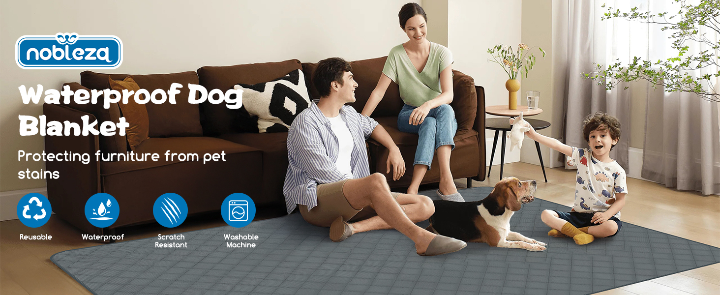 Водонепроникний коврик для собак Nobleza, захист дивану та ліжка, для подорожей, 178 x 76 см, сірий