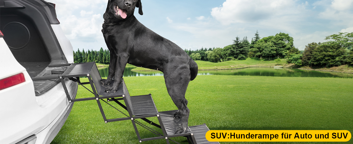 Сходинки для собак XARILK - 5-ступенева складана трепетка з алюмінію, до 110 кг, 44 см, для авто, позашляховиків, ліжок та вантажівок