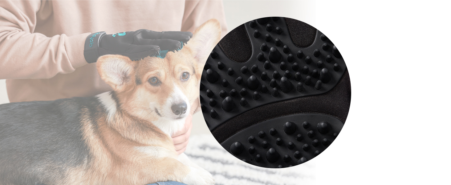 Рукавички для догляду за шерстю COOLJOB, рукавички-щітка для миття тварин, делікатна рукавичка з функцією видалення ковтунів, рукавички для видалення шерсті котів, собак, коней, кроликів (розмір M-L)