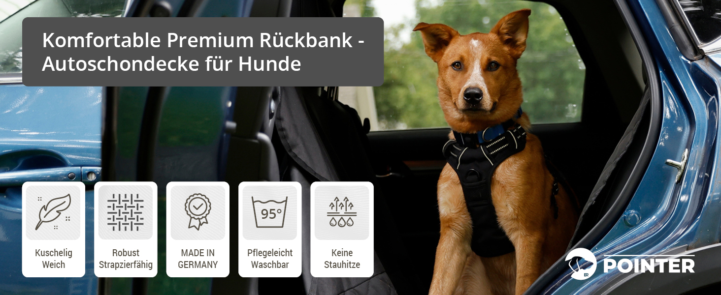 Кришка для автосидіння для собак Pointer, 125 см, сіра - захист заднього сидіння, водонепроникна, миється до 95°C