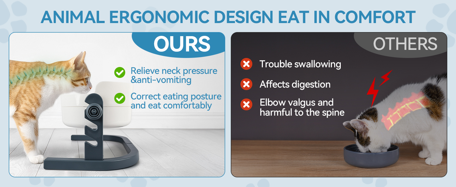 Підвищений годівниця для котів ALL FOR PAWS - 3-рівнева регульована годівниця з 2 мисками з нержавіючої сталі (350 мл), антиковзаюча та захищена від розливу, для кошенят, середніх та великих котів (44*26*19 см)