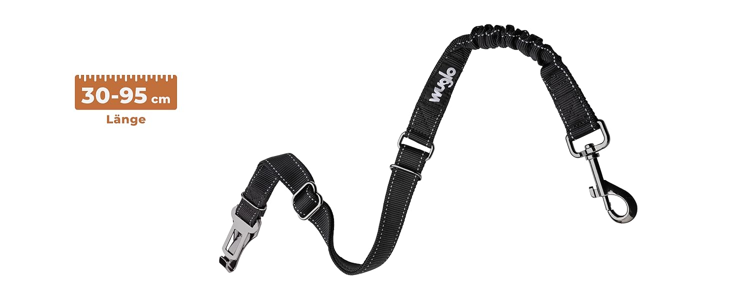 Автогурт для собак Wuglo 30-95см: безпечний кріплення для автокрісла, універсальний, чорний