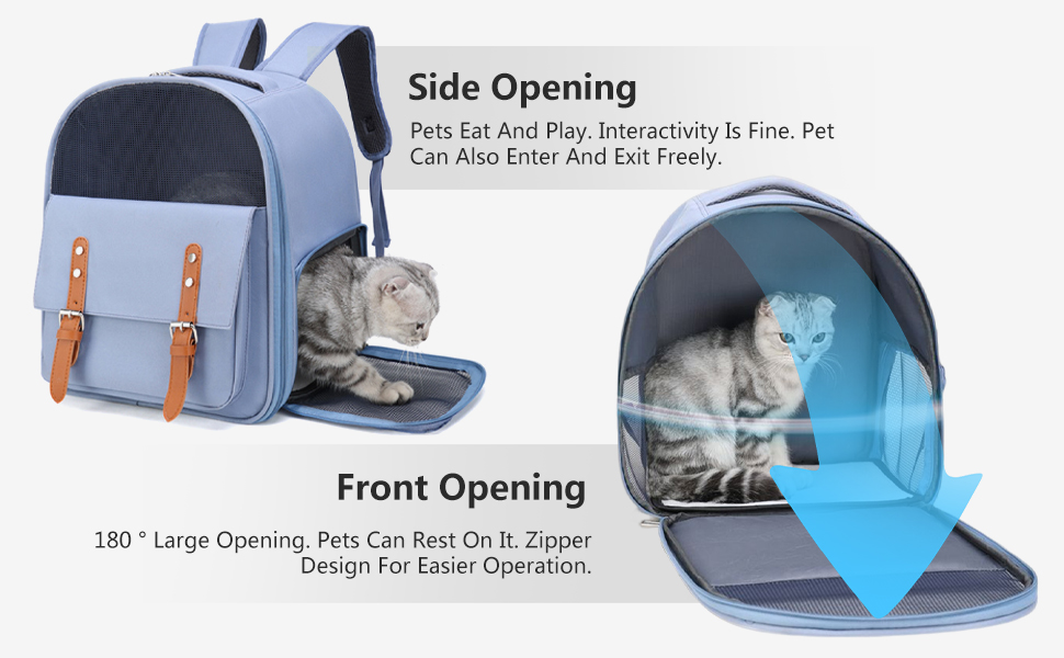 Рюкзак для собак та котів PETCUTE до 8 кг, з внутрішньою страхувальною лінією, дихаючий, з вікном, знімний килимок, блакитний