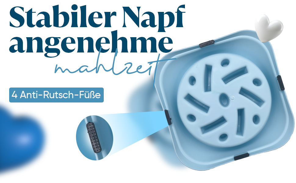 Миска для собак великих порід, Slow Feeder, антишвидке поглинання, для здорового харчування, проти блювоти, нековзна, блакитна