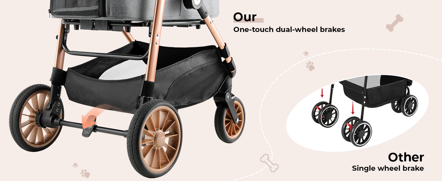 Візок для собак Mamizо 3-в-1: візок-будiвельник для собак та котів (до 25 кг), сірий. 4 колеса, складаний