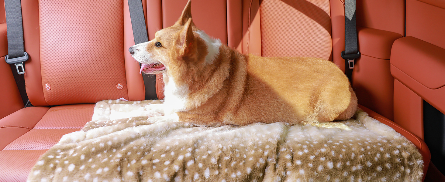 Водонепроникний коврик для тварин, штучне хутро, 75x100 см, коричневий, з принтом оленя