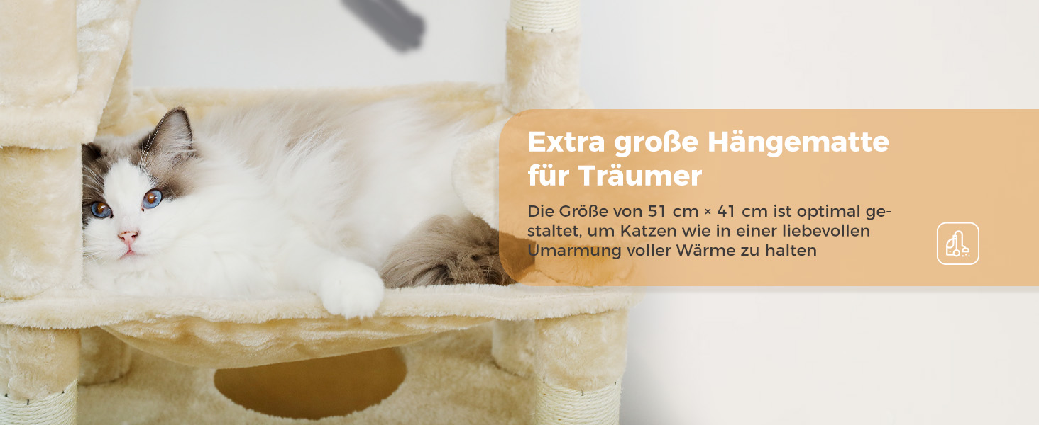 PAWZ Road Дряпка для котів велика, 184 см, 7 стовпів сизалю, гніздо, кошик, для дому, бежевий