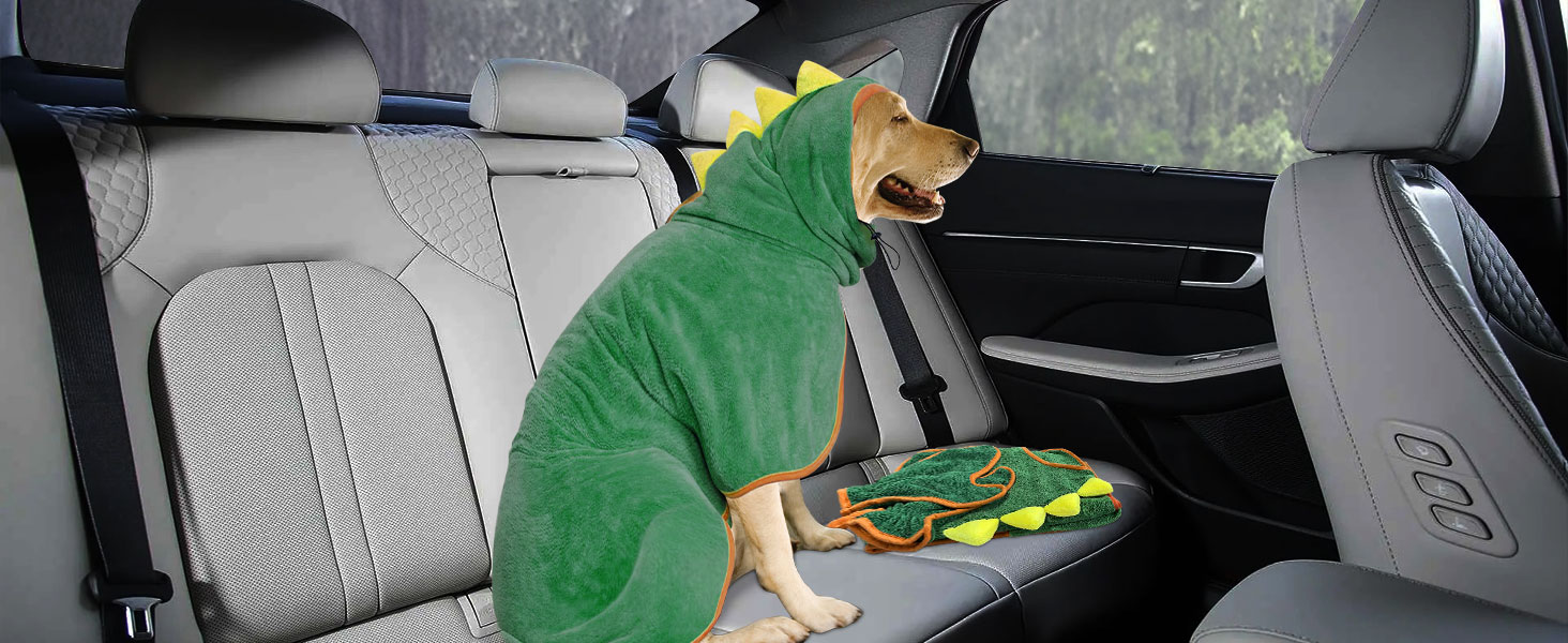 Рушник для собак з мікрофібри, халат для собак, швидковисихаючий, регульований, для великих, середніх та малих собак/котів (зелений, M)