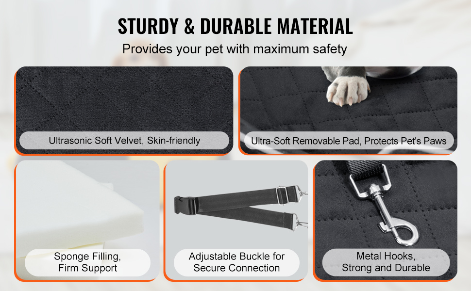 Автокрісло для собак VEVOR - підйомник для собак у машину з кишенею для зберігання, безпечна повідець, гумова наповнювач, автоліжко для собак середніх та великих порід (до 25 кг)