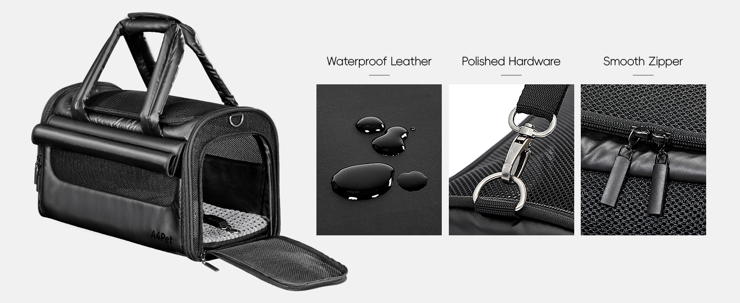 Транспортна переноска для кота/собаки 4 Pet, чорна, з сіткою та захистом, для подорожей літаком та авто