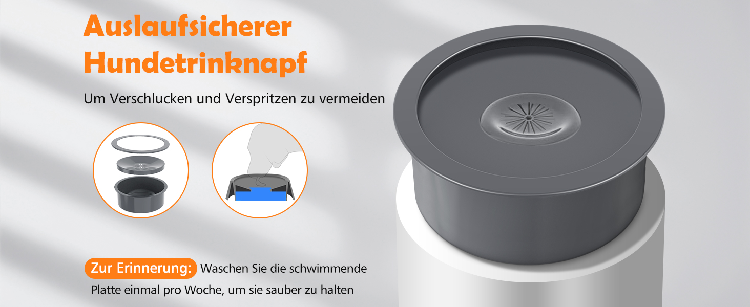 Набір мисок для собак X-BEN 3-в-1: миска для води з захистом від пролиття 1.4L, миска від захлипування 1L, годівниця з 5 рівнями регулювання висоти, для середніх та великих собак, антиковзаюча, сіра