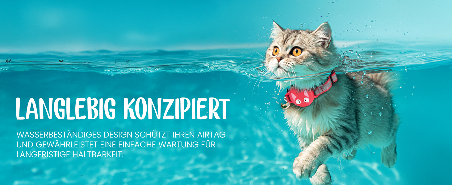 Нашийник для кота KittyTag з аксесуарами, сумісний з Apple Airtag, світловідбиваючий та світловий, GPS, з захистом від задушення, регульований (червоний)