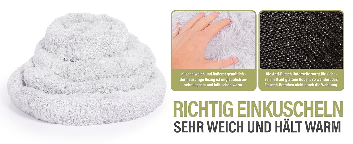 М'яке ліжко для собак Ceddie - кругленьке гніздечко для сну | діаметр 100 см, сірий світлий